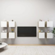 Móveis de TV parede 8 pcs 30,5x30x30cm branco e carvalho sonoma