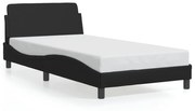 Estrutura cama c/ cabeceira 100x200 cm couro artificial preto