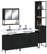 vidaXL 4 pcs conjunto móveis casa de banho derivados de madeira preto