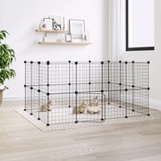 vidaXL Gaiola p/ animais de 28 painéis c/ porta 35x35 cm aço preto