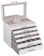 Caixa de jóias grande, 6 camadas + 5 gavetas, cor branca