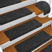 vidaXL Tapetes de escada autoadesivos 10 peças 65x21x4 cm cinza com borda retangular