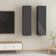 vidaXL Móveis de TV 2 pcs derivados de madeira cinza brilhante