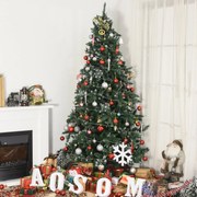 HOMCM Árvore de natal de 210 cm 2012ramos com Suporte Metálico Árvore de Natal de ponta branca artificial Realista para interiores Verde