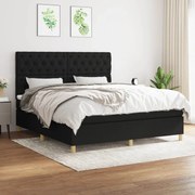 vidaXL Cama com molas/colchão 160x200 cm tecido preto