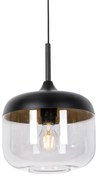Candeeiro de suspensão design preto com dourado e vidro fumê - Kyan Design