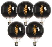 Conjunto de 5 Lâmpadas LED Inteligentes E27 G125 Pretas 4W 60lm 1800-3000K