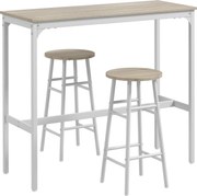 HOMCOM Mesa Alta Cozinha Bancos Aço Estilo Industrial Mesa Alta Sala Jantar Design Moderno Natural Branca | Aosom Portugal