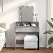 vidaXL Toucador com LED 80x41x144,5 cm cinzento sonoma