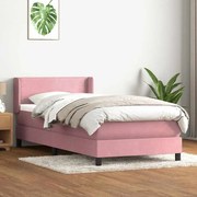 vidaXL Cama com molas/colchão 80x220 cm veludo rosa