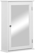 kleankin Armário de Casa de Banho com Espelho Armário com Espelho para Casa de Banho com Prateleira Estilo Moderno 41x14x60 cm Branco | Aosom Portugal