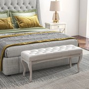 Banco “Ingrid” – Estilo Vintage com Assento Acolchoado e Pés de Madeir
