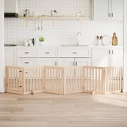 vidaXL Portão para cães com porta dobrável, 6 painéis, 300 cm, madeira de álamo