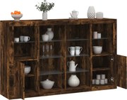 vidaXL Aparadores c/ LEDs 3 pcs derivados de madeira carvalho fumado