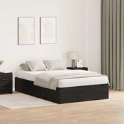 vidaXL Estrado de Cama com Armazenamento em Madeira Negra 120x200 cm