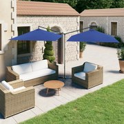vidaXL Guarda-sol de jardim duplo c/ poste de aço 600x300cm azul-ciano