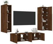 vidaXL 6 pcs móveis parede p/ TV LEDs deriv. madeira carvalho castanho