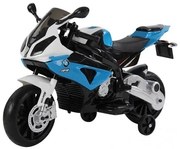 BMW S1000 12v, Mota elétrica Infantil assento de couro, pneus de borracha EVA Azul