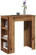 vidaXL Mesa de bar com prateleiras derivados de madeira madeira velha