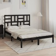 Estrutura cama dupla pequena 120x190 cm madeira maciça preto