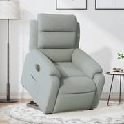 Poltrona reclinável elevatória elétrica veludo cinzento-claro