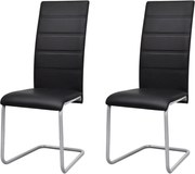 vidaXL Cadeiras de jantar cantilever 2 pcs couro artificial preto
