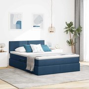 vidaXL Cama com arrumação e LED Azul 140 x 190 cm Poliéster