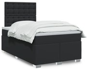 Cama boxspring com colchão 120x190 cm couro artificial preto