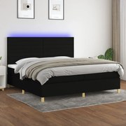 vidaXL Cama box spring c/ colchão e LED 200x200 cm tecido preto