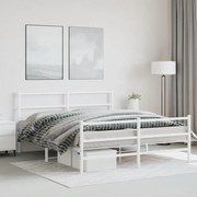 vidaXL Estrutura de cama com cabeceira e pés 150x200 cm metal branco