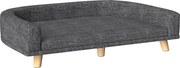 PawHut Sofá para Cães Cama Elevada para Cães Estofada com Almofada Lavável e Pés de Madeira de Pinho 98x67x25 cm Cinza Escuro | Aosom Portugal