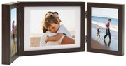 vidaXL Moldura com três dobras 22x15 cm+2x(10x15 cm) castanho-escuro