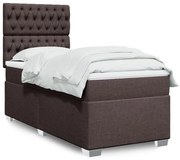 vidaXL Cama com molas/colchão 90x200 cm tecido castanho-escuro