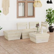 vidaXL 4 pcs conjunto lounge de paletes madeira de abeto impregnada