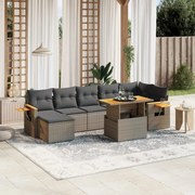 vidaXL 8 pcs conjunto sofás de jardim c/ almofadões vime PE cinzento