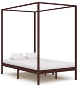 vidaXL Estrutura cama com toldo 120x200cm pinho maciço castanho-escuro