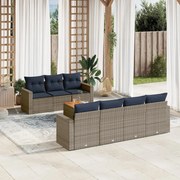 vidaXL 8 pcs conjunto sofás p/ jardim c/ almofadões vime PE cinzento