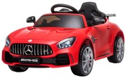 HOMCOM Carro elétrico para crianças de 3-5 anos licenciado Mercedes GTR bateria de 12V com controle remoto Faróis musica Carga de 25kg 105x58x45 cm Vermelho