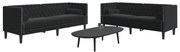 2 pcs conjunto de sofás chesterfield com rolos veludo preto