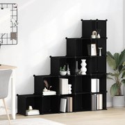 vidaXL Organizador de arrumação com 15 cubos PP preto