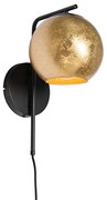 Candeeiro de parede design preto com vidro dourado - Bert Design