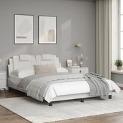 Estrutura cama c/ cabeceira couro artificial 140x190 cm branco