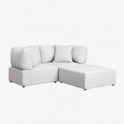 Sofá Modular De 2 Peças Com 2 Poltronas De Canto E Puff Kata Creme Bege - Sklum