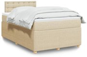 Cama boxspring com colchão 120x190 cm tecido cor creme