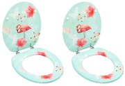 Assentos sanita com tampas 2 pcs MDF design flamingo