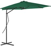 vidaXL Guarda-sol de exterior com poste de aço 300 cm verde