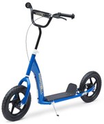 HOMCOM Trotinete para Crianças acima de 5 anos Scooter de 2 Rodas Grandes de 12 Polegadas com Freio e Guidão Ajustável em Altura Carga Máx. 100kg 120x52x80-88cm Azul