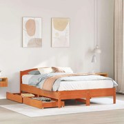 vidaXL Cama sem colchão 120x190 cm madeira pinho maciça castanho-mel