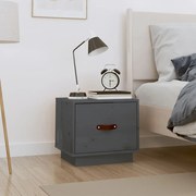vidaXL Mesa de cabeceira 40x34x45 cm madeira de pinho maciça cinza