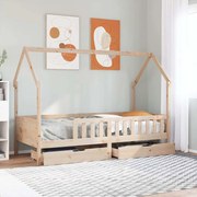 vidaXL Estrutura de cama infantil c/ gavetas 80x200 cm pinho maciço